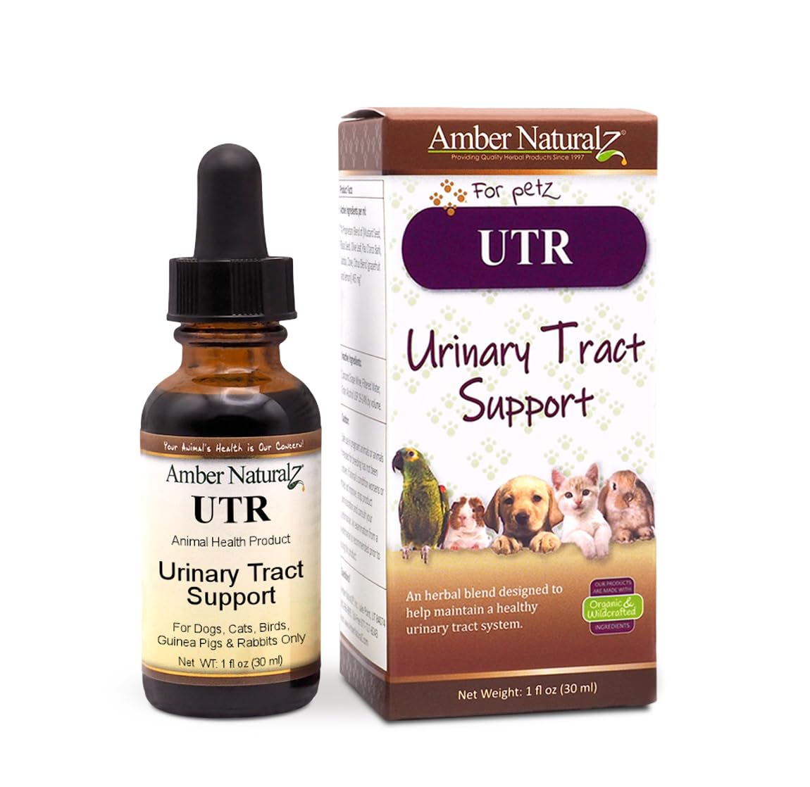AMBER NATURALZ UTR Urinary Tract Herbal Supplement for Dogs, Cats, Birds, Guinea Pigs, and Rabbits | Pet Herbal Supplement for B