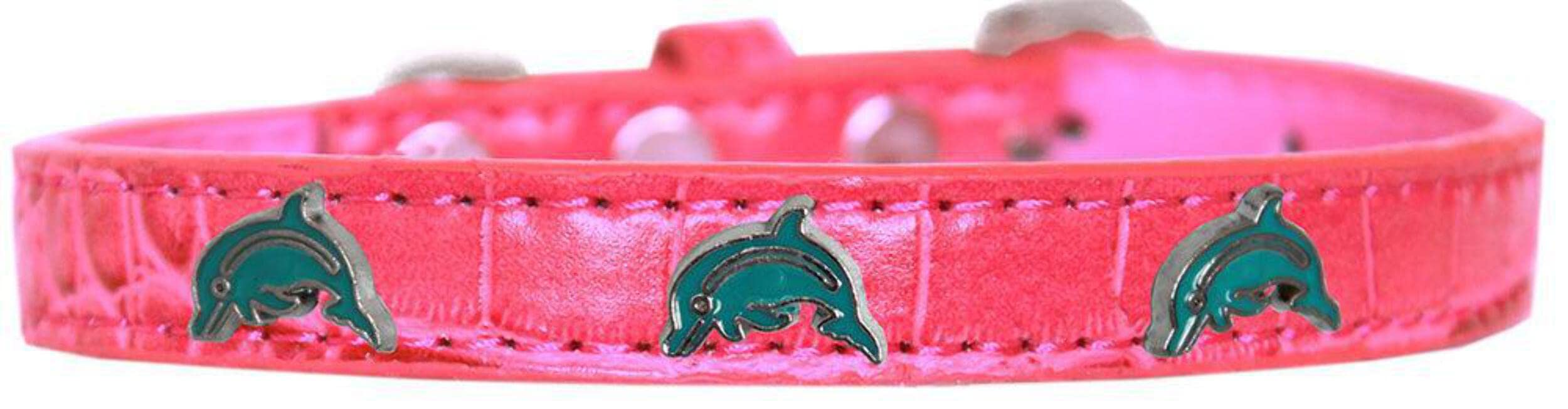 Dog, Puppy & Pet Designer Croc Widget Collar, "Dolphins" Copper 20