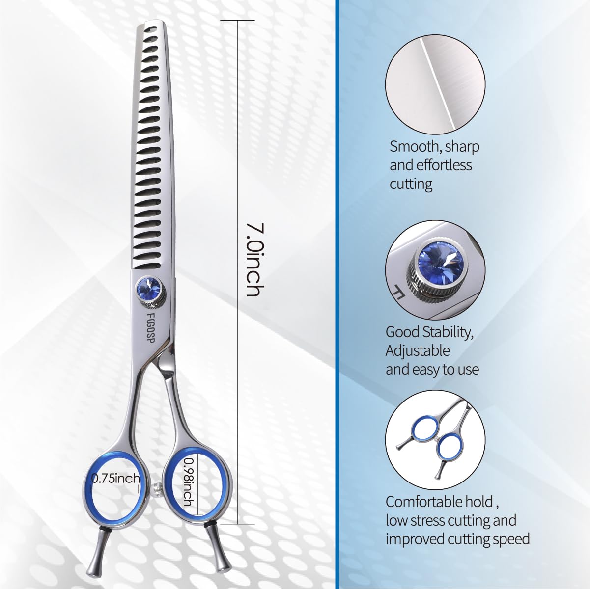 Chunkers Dog Grooming Scissors Left Handed 7.0' Professional Thinning Shears For Dogs Pet Grooming Scissors Chunkers Shears Dog