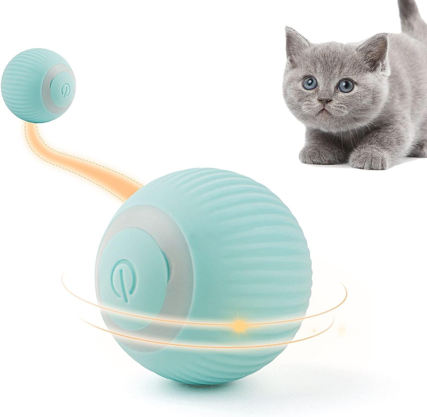 Vibehub Cat Toy Ball Interactive Rechargeable, Automatic Rolling Ball With Led Light, Smart Rotating Cat Toy, Obstacle Avoiding 