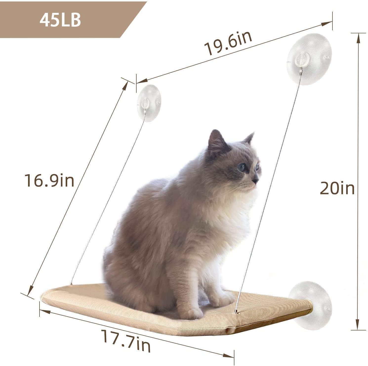 Petpawjoy Cat Window Perch, Strong Suction Cups Easy Clean Safety Cat Hammock Window Seat For Large Fat Cat Or Double Cats (Up To 50Lbs)