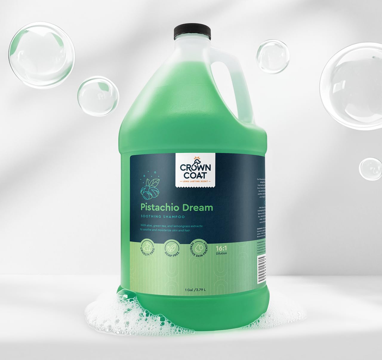 Crown Coat Soothing Dog Shampoo, 1 Gallon - Natural Ingredients, Long Lasting Fragrance, Professional Grooming Grade, Model CWCTSSG