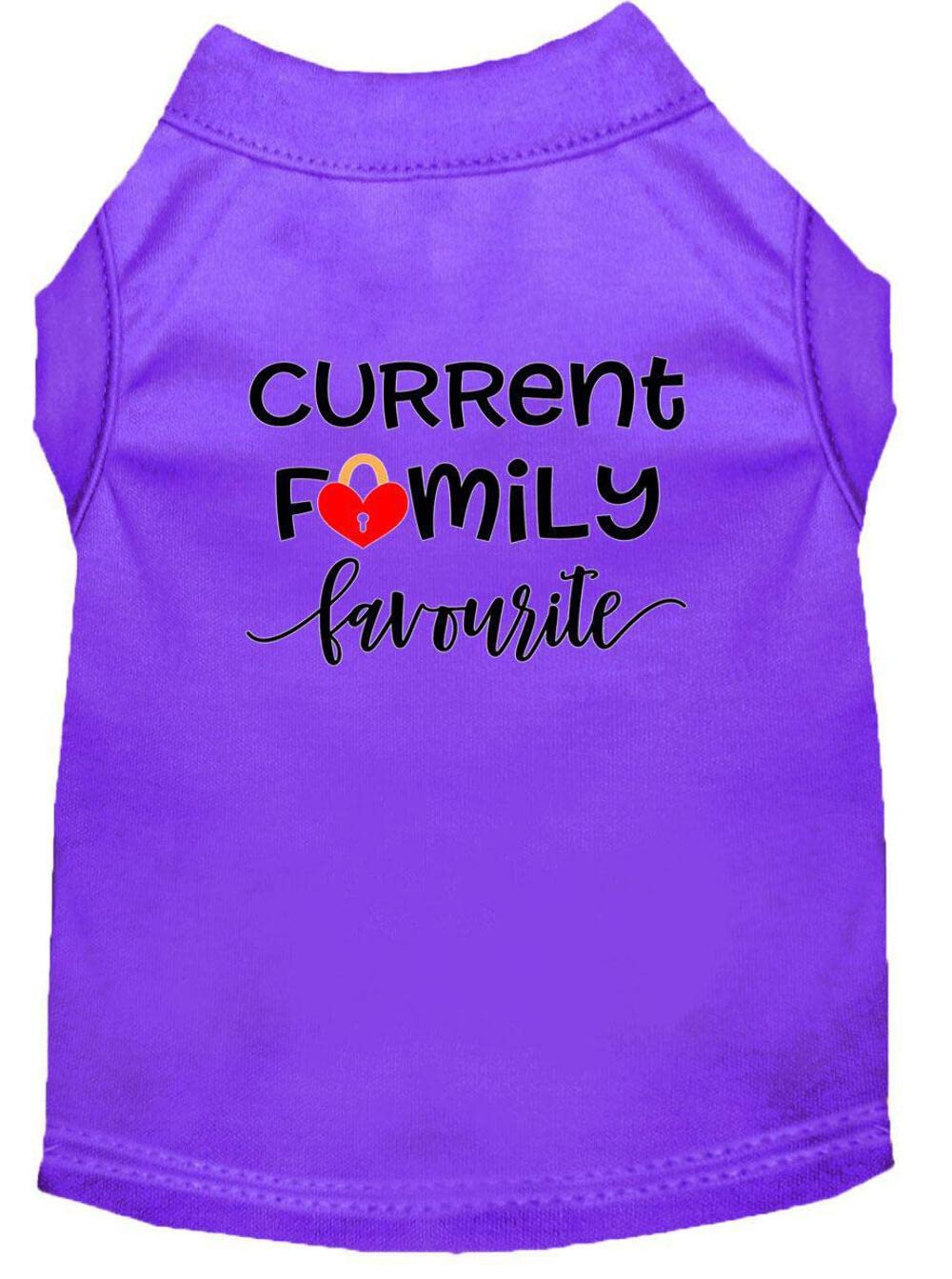 Pet Dog & Cat Shirt Screen Printed, "Current Family Favorite" Purple 2XL (20-25 lbs.)