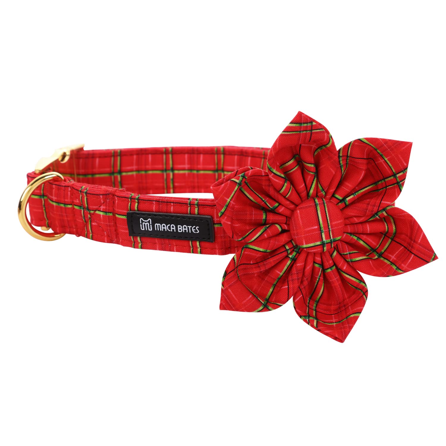 Maca Bates Flower Christmas Dog Collar with Flowers for Dogs Sailor Adjustable Breakaway Collars Accessories Gift for Small Medi