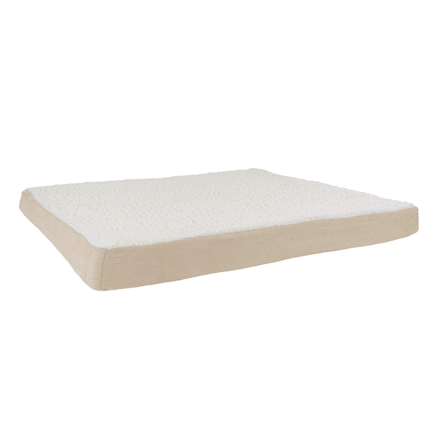 PETMAKER Orthopedic Dog Bed - 2-Layer Memory Foam Crate Mat with Machine Washable Sherpa Cover - 44x35 Pet Bed for Large Dogs up