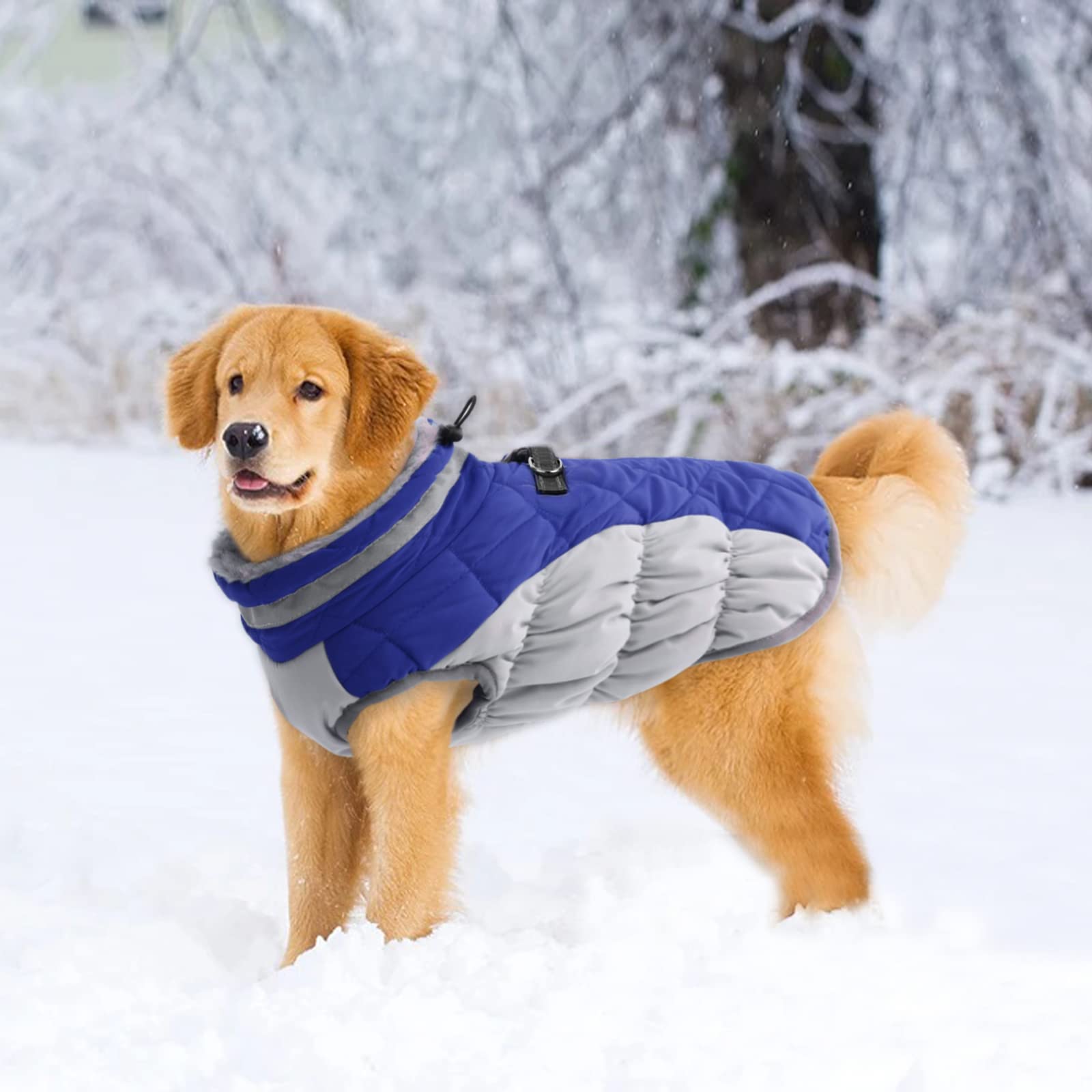 Lelepet Warm Dog Winter Coat Dog Coat Fleece Dog Jacket With Harness Dog Cold Weather Coats Windproof Reflective Turtleneck Xs D