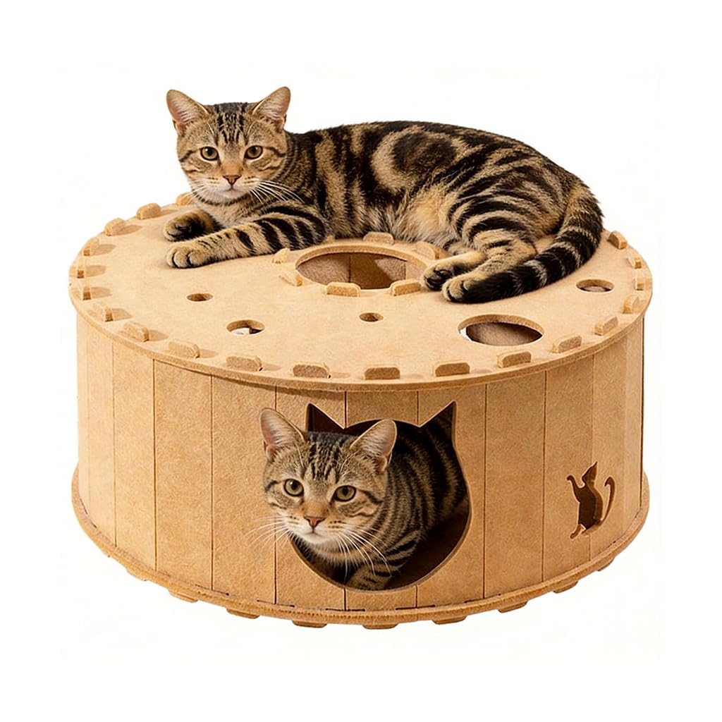 Qpets Cat House MultiHole Bed Cave For Pets Sleeping Scratching & Play