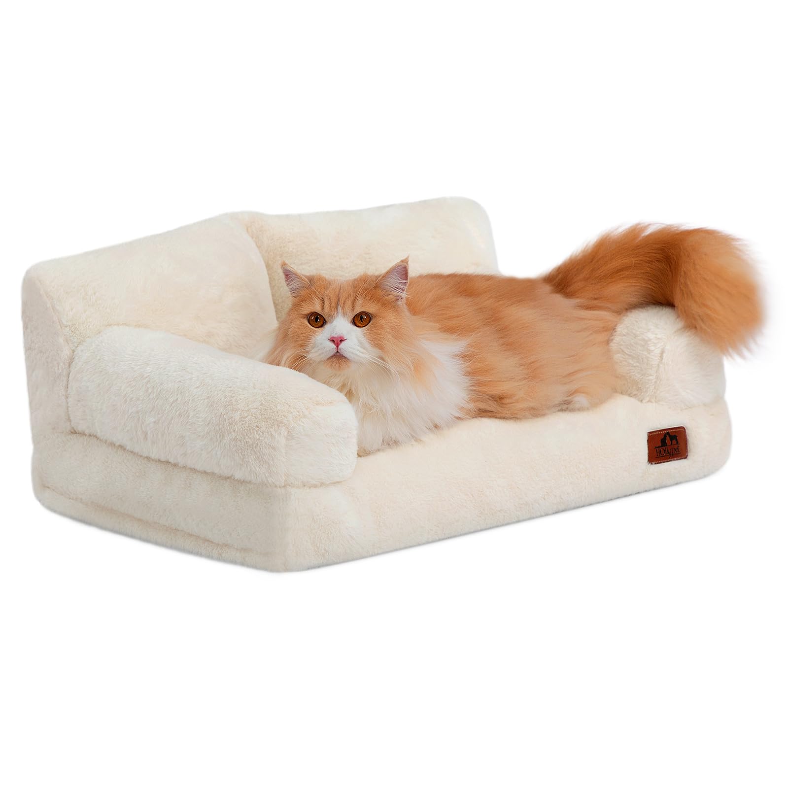 Hollypet Fluffy Dog Cat Bed Pet Couch Beds Plush Soft Warming Washable Puppy Bed for Small Medium Dogs and Large Cats, Haze Blue