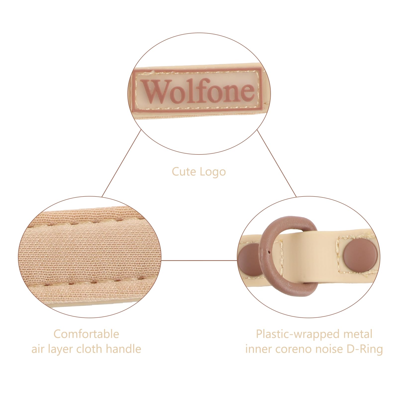 Wolfone Waterproof Dog Leash Carabiner Leash For Dogs Soft Handle Easy Care 5Ft*15Mm*2.0Mm Sand