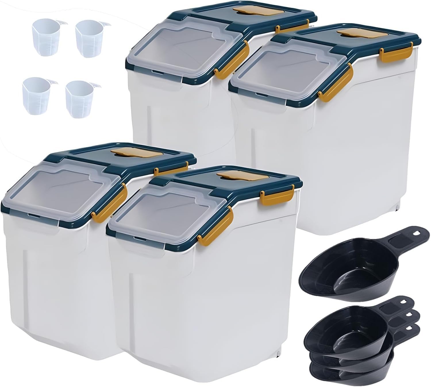 Anrui 4 Pack Pet Food Storage Container 30Lb Large Airtight Dog Cat Food Storage Bin Kitchen Pantry Flour Sugar Snack Cereal Gra