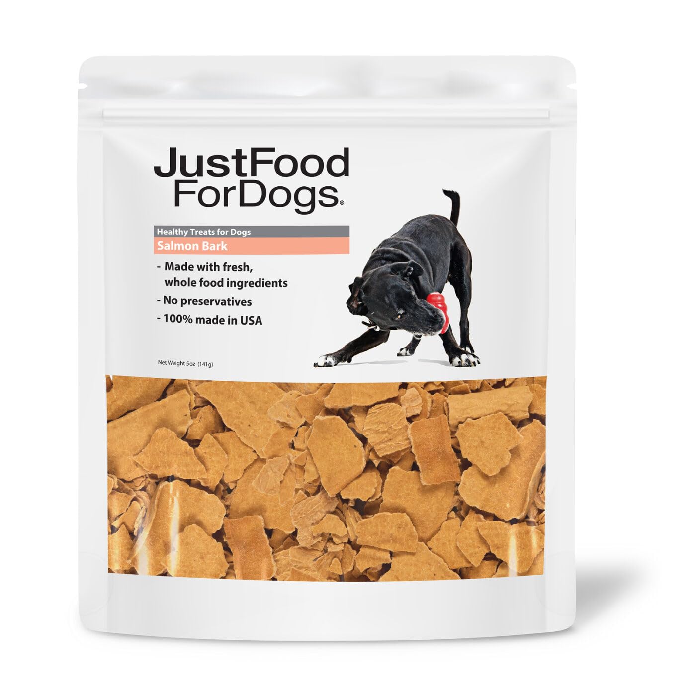 JustFoodForDogs Limited-Ingredient Healthy Dog Treats, Salmon Bark, Made in The USA, 5 oz
