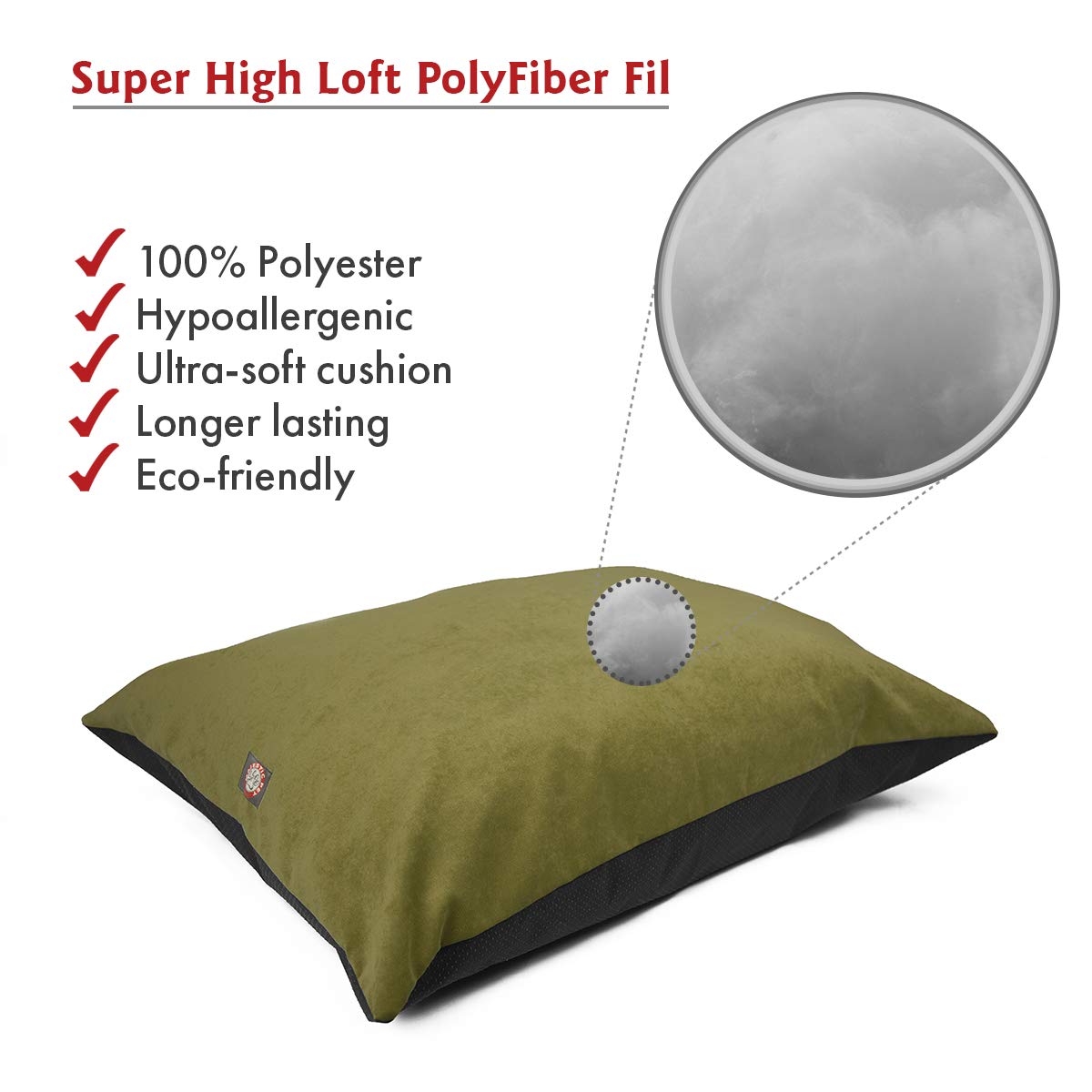 Majestic Pet Rectangle Medium Dog Bed - Washable Non Slip Comfy Crate Kennel Bed - Super Value Pillow - Medium Breed 35 X 28 Inch - Villa Fern