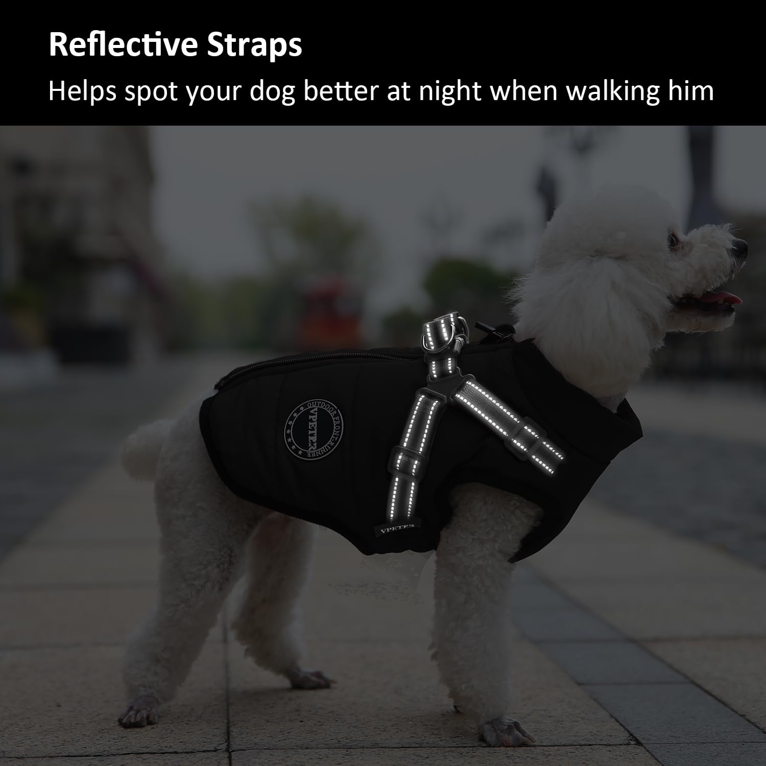 V.Pet Warm Winter Coat - Padded Fleece Dog Jacket With Built-In Harness, Waterproof, Windproof, Reflective Cozy Snow Pet Coat Wi