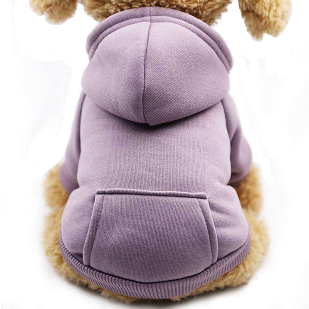 Jecikelon Winter Dog Hoodie Sweatshirts With Pockets Warm Dog Clothes For Small Dogs Chihuahua Coat Clothing Puppy Cat Custume (X-Small, Purple)