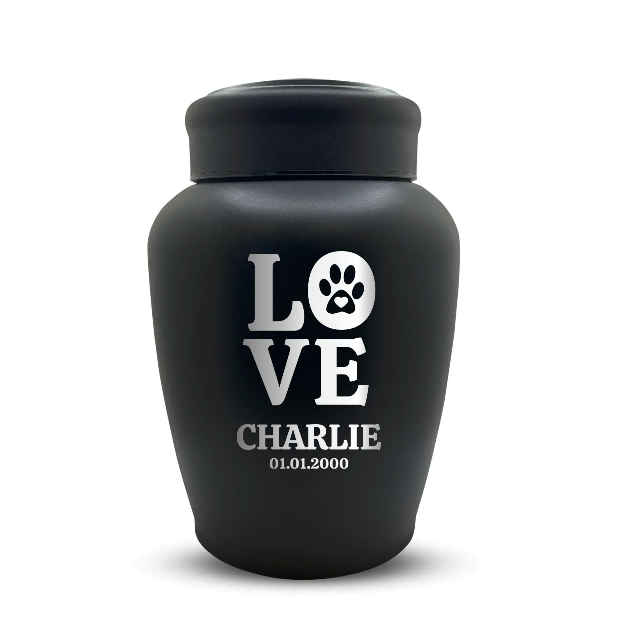 Custom Engraved Dog Urn With Name And Date - Stainless Steel Large Cremation Urns For Dogs Ashes With Airtight Closure | Up To 1