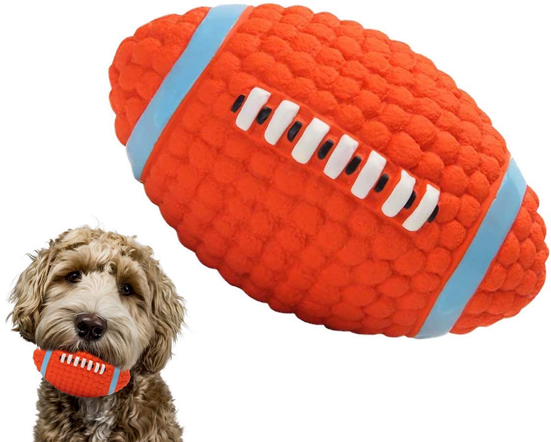 Pups&Pets Dog Latex Squeaky Rugby Ball Toy for All Types of Dogs, Cats & Puppies(Medium)