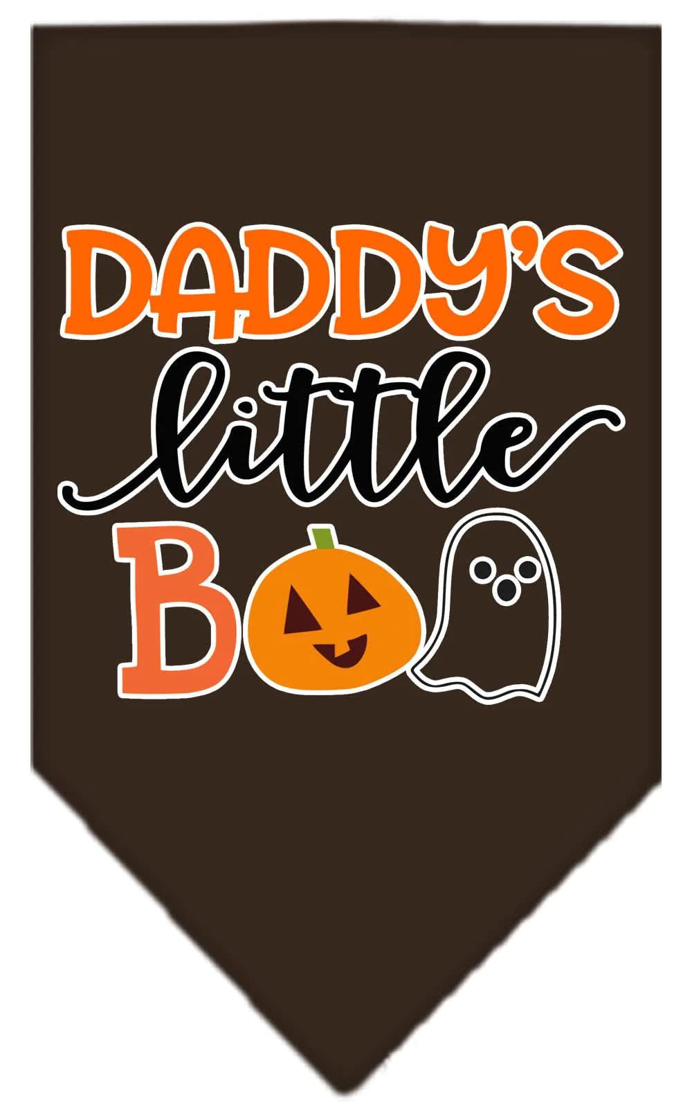 Halloween Pet and Dog Bandana Screen Printed, "Daddy's Little Boo" Red Large