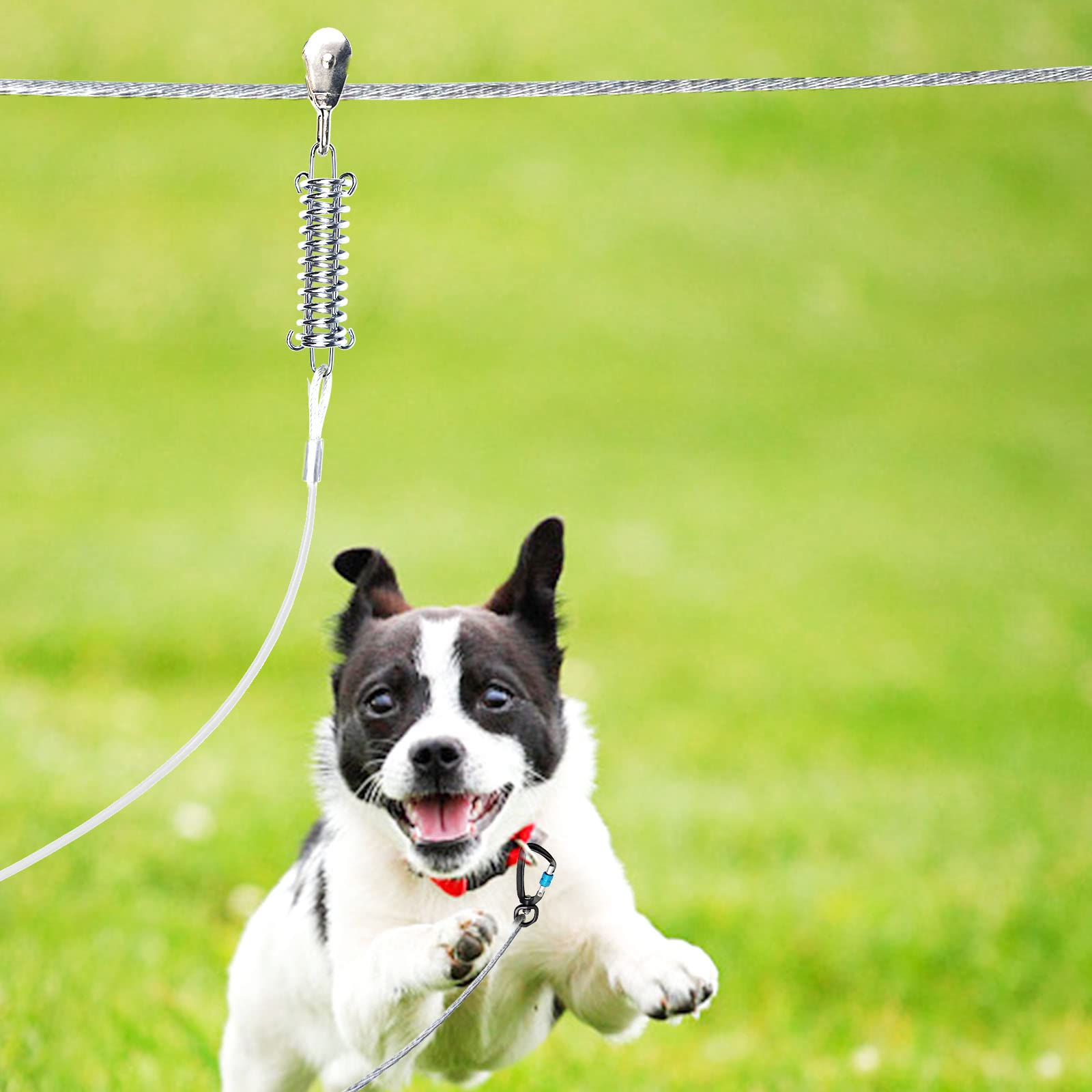 Dog Tie Out Runner For Yard,Trolley System For Large Dogs,Heavy Duty Dog Run Cable Lead 150Ft With 10Ft Pulley Runner Line For Small Medium And Large Dogs Up To 250Lbs Running Outside Yard Or Camping