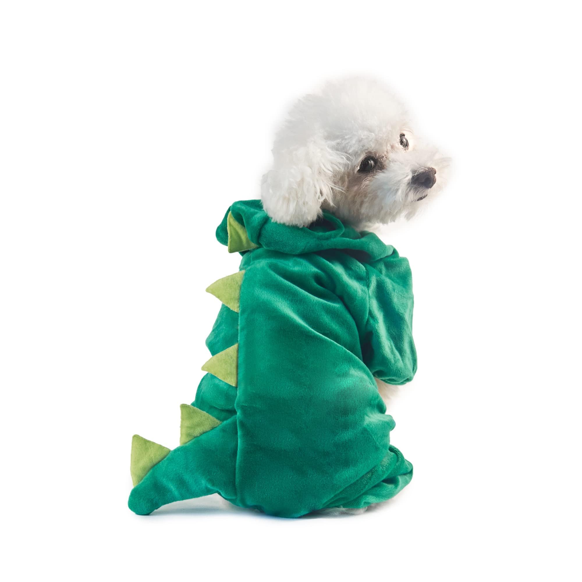 Hotumn Dinosaur Dog Halloween Costume Pet Dino Hoodie For Small Dogs (Medium, Green)