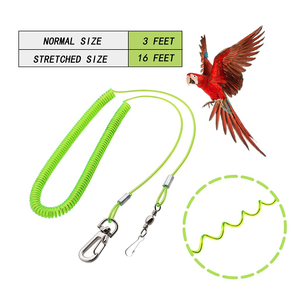 kcrygogo Parrot Bird Harness Leash - Anti-Bite Outdoor Training Rope with 5 Soft Foot Loops, Large, Plastic, Upgraded Version