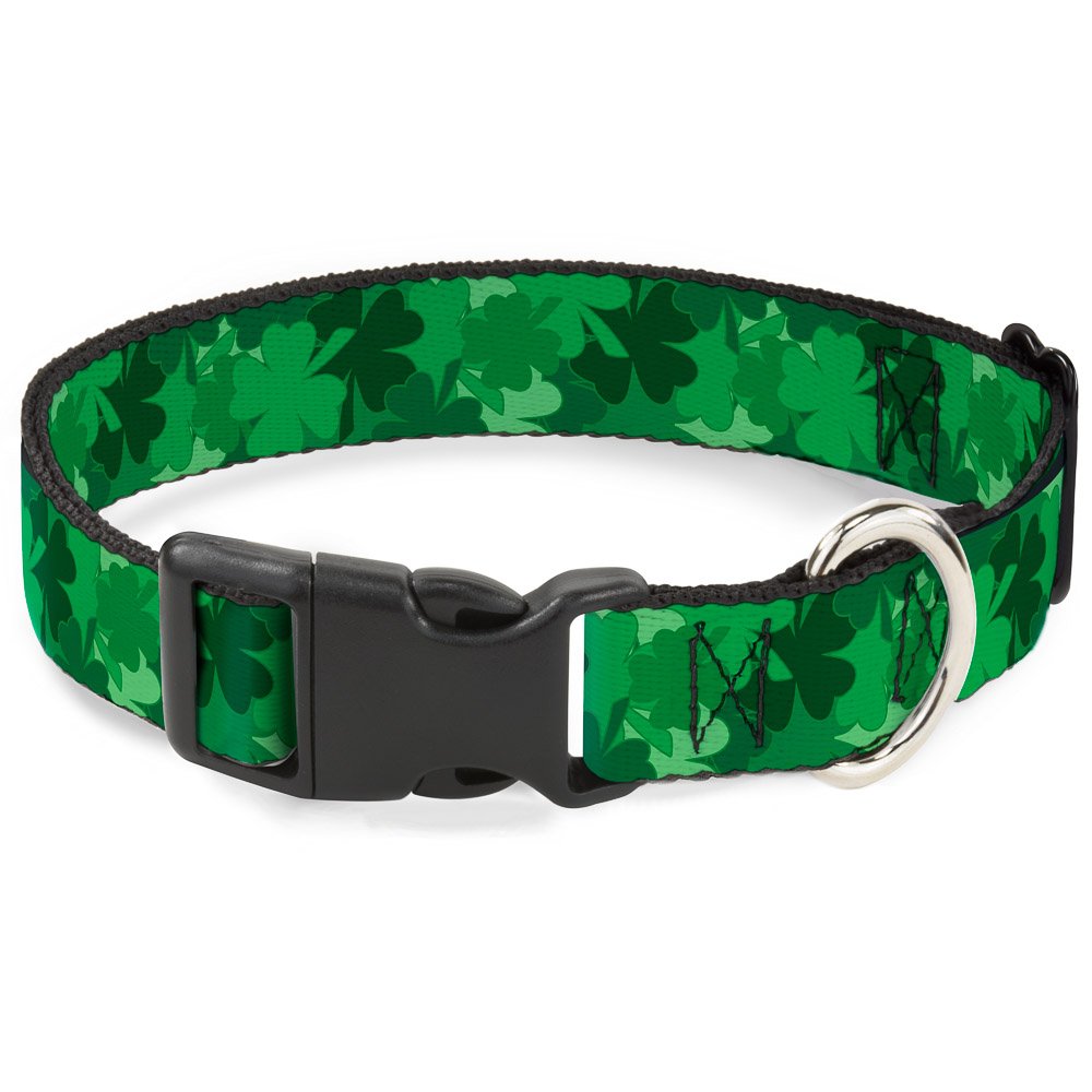 Buckle-Down 15-26' St. Pat'S Stacked Shamrocks Greens Plastic Clip Collar, Large