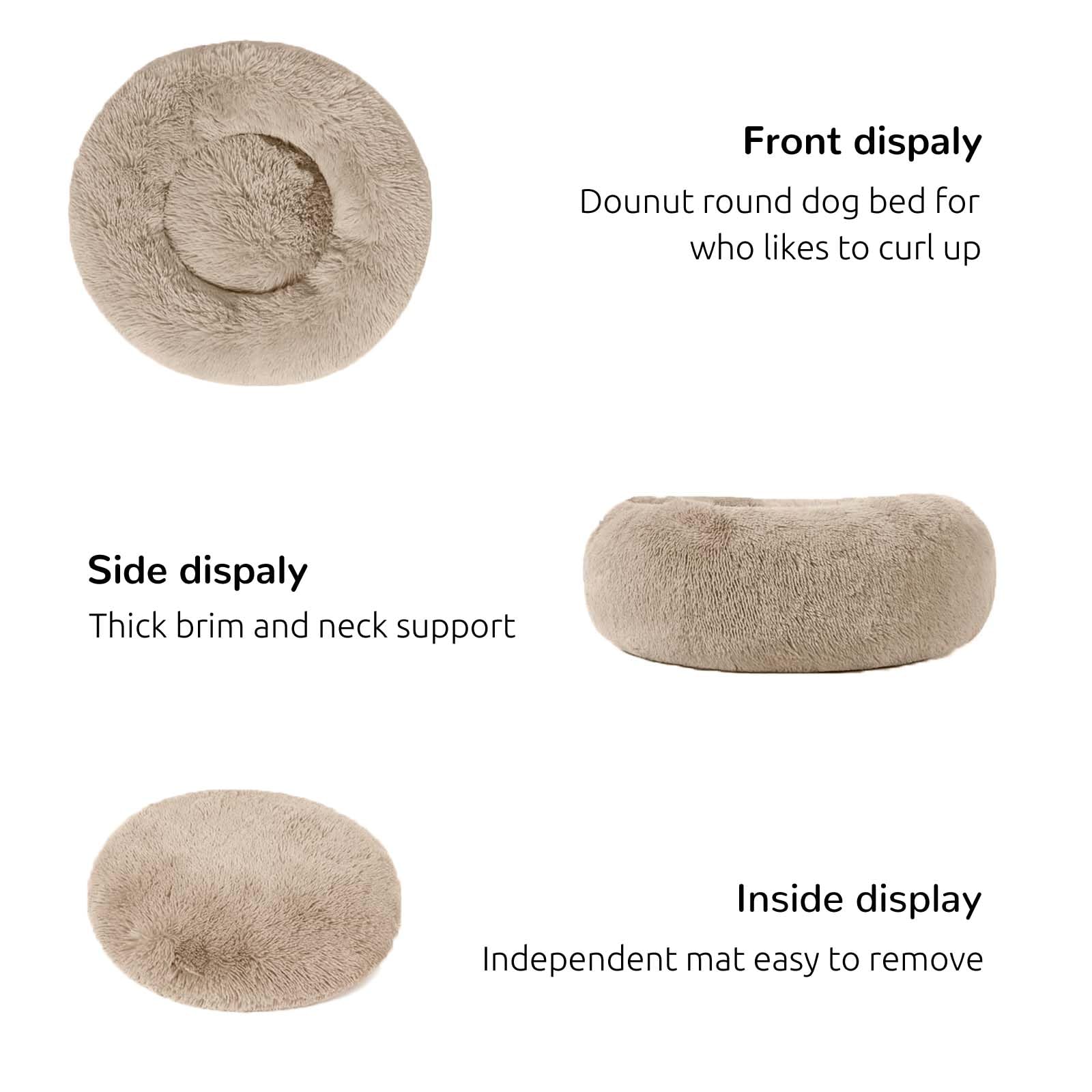 Hachikitty Calming Donut Cuddler Dog Bed, Indoor Puppy Beds For Large Dogs, Xlarge 36''