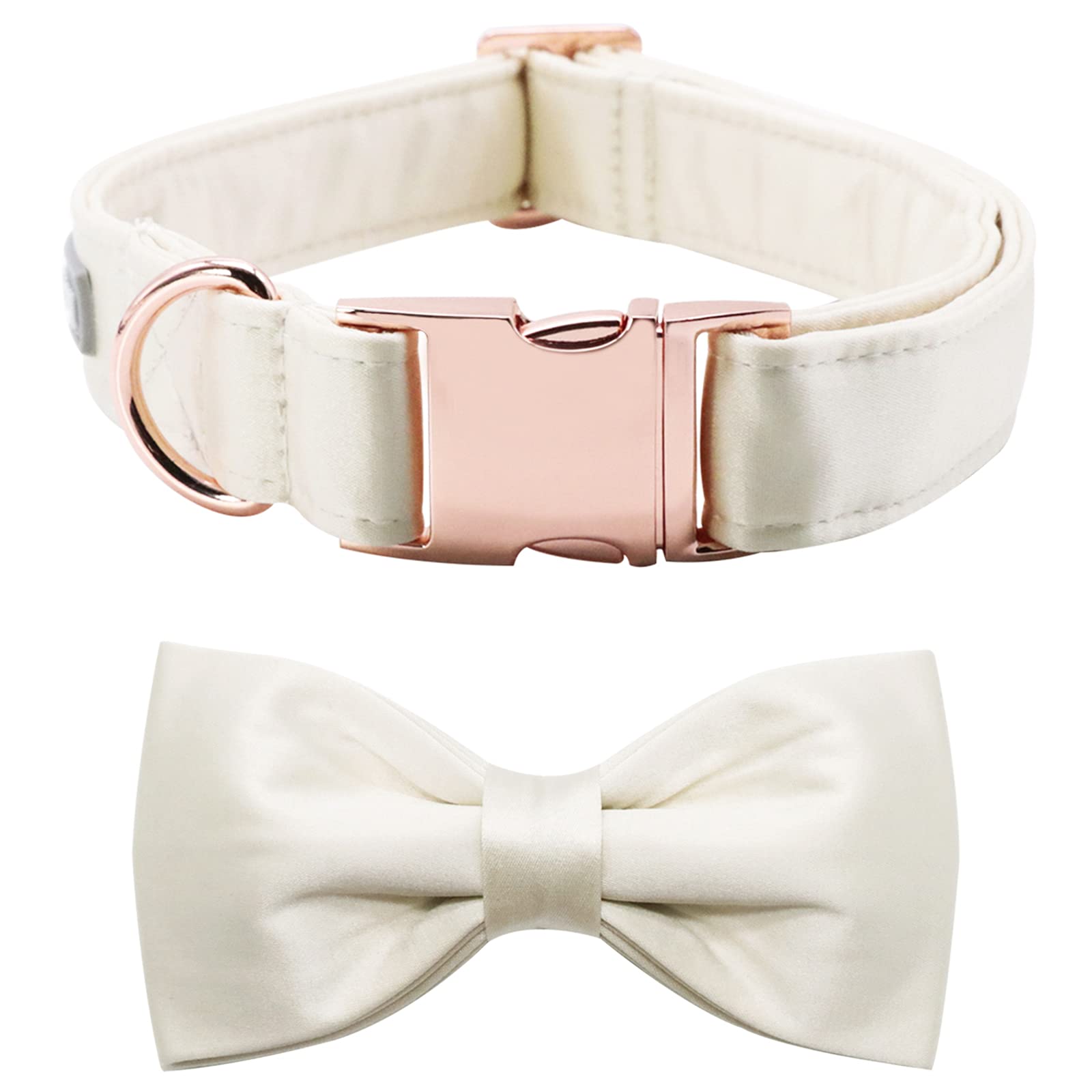 Lionet Paws Bowtie Dog Collar - Comfortable Silk Dog Collar With Detachable Bow Tie For Medium Dogs Wedding, Neck 13.5-22 Inches