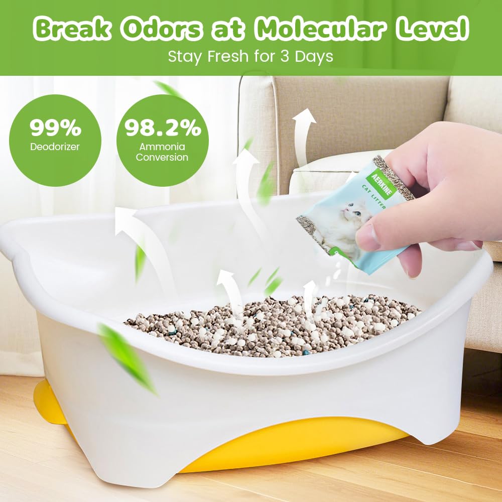 Cat Litter Deodorizer, Litter Box Odor Eliminator, Patented Aop-Kf Solid Alkali Tech, 99% Deodorization, Long-Lasting Fresh, Cat