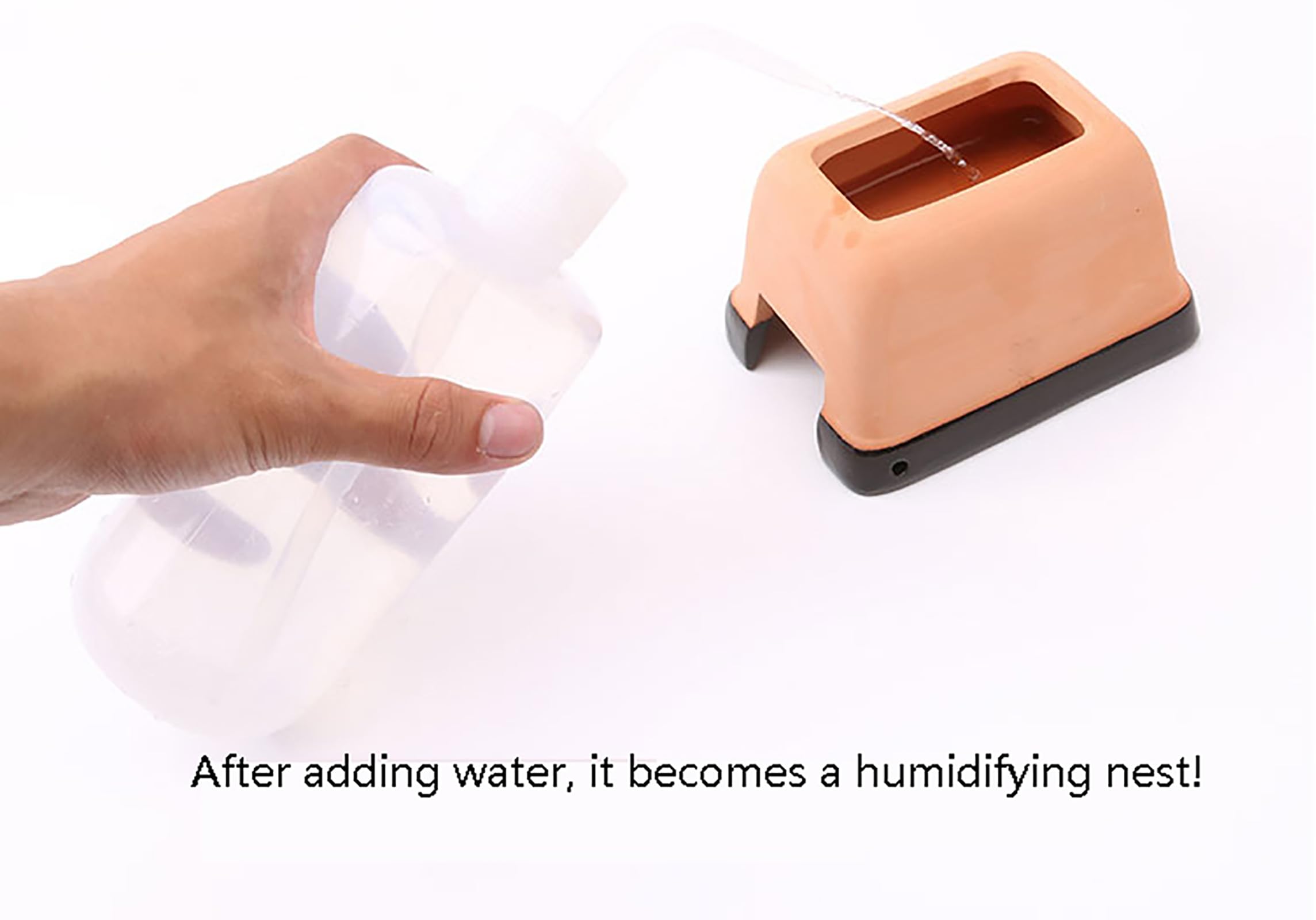 OMEM Premium Reptile Humidification Cave with Basin for Leopard Geckos Professional Clay Pottery Hideaway(Large)