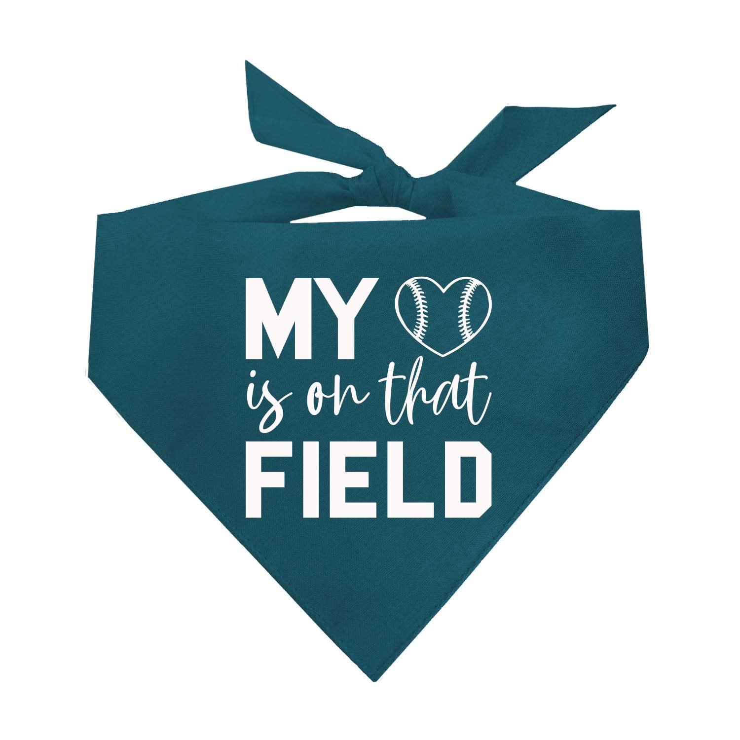 My Heart Is On That Field Baseball Dog Bandana (1044 Teal, One Size)