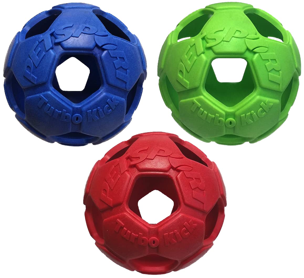 Petsport 4' Turbo Kick Soccer Ball Dog Toy (3 Pack) | Vanilla Scented Super Durable Tpr Rubber | Ultra Strong & Bouncy | Play Fetch With Your Pet, Colors Will Vary