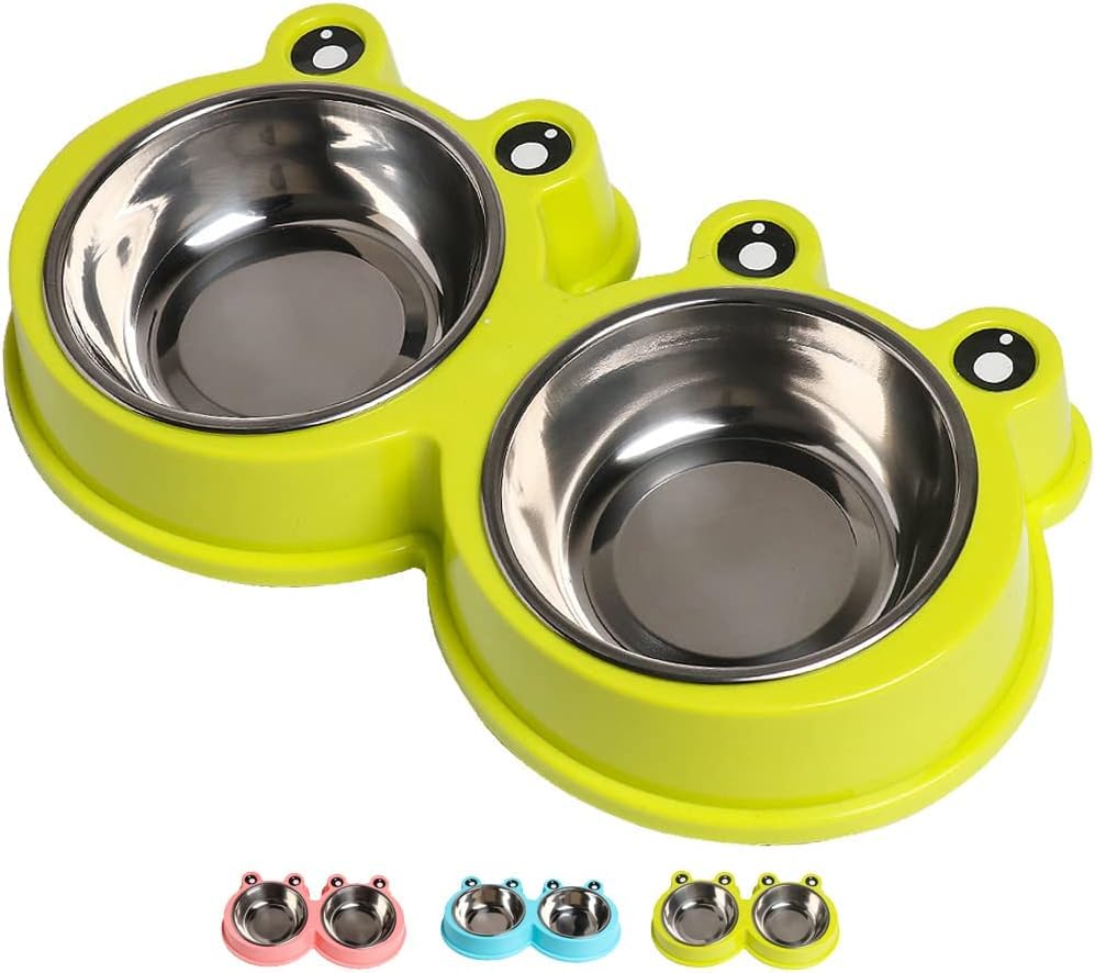 Emily Pets Cat Bowls For Food And Water, Stainless Steel Cat Food Bowls Pet Bowl With Rubber Base Small Cat Dog Bowl With Cute C
