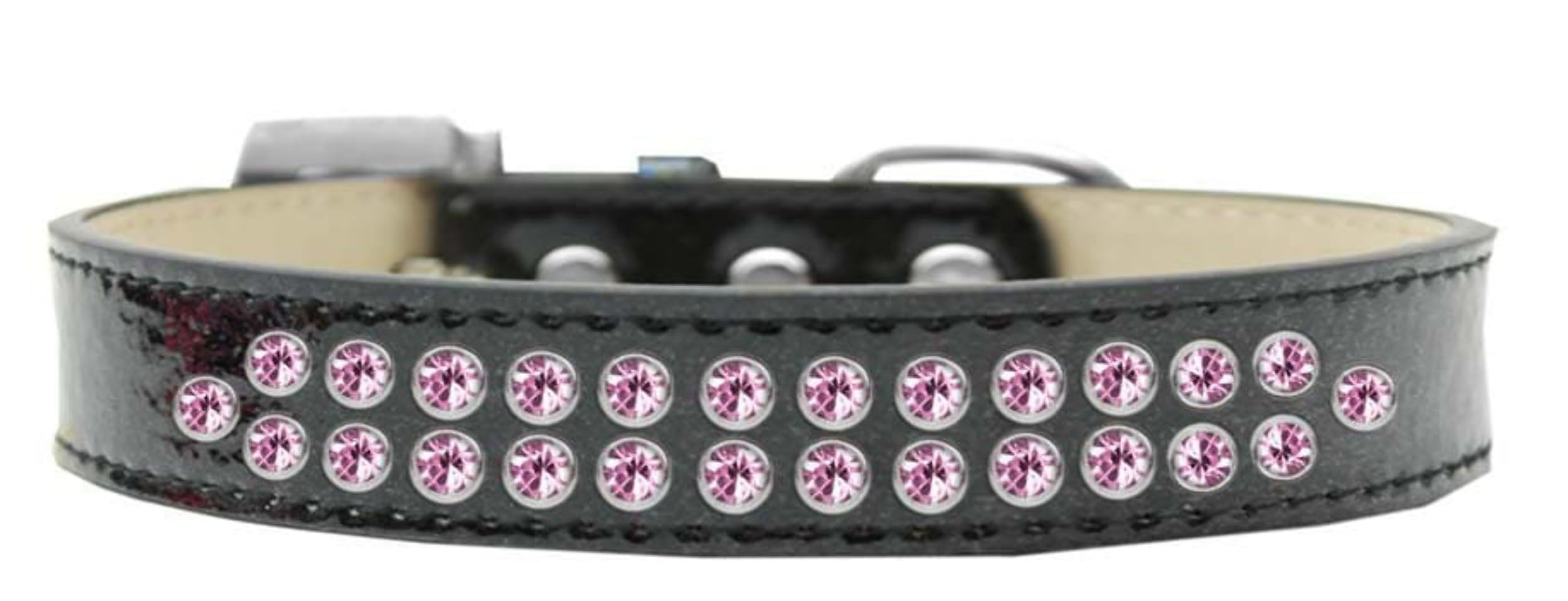 Dog, Puppy & Pet Ice Cream Collar, Two Row Light Pink Crystal Rimsets Red 20