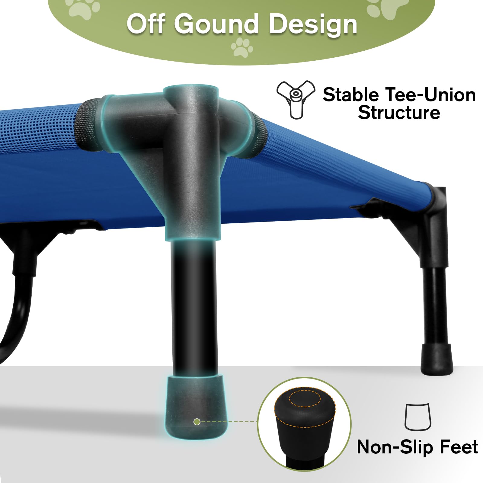 Outdoor Elevated Dog Cots Beds For Large Dogs, Cooling Travel Dog Hammock Bed With Breathable Mesh, Chew Proof Pet Bed With Stab