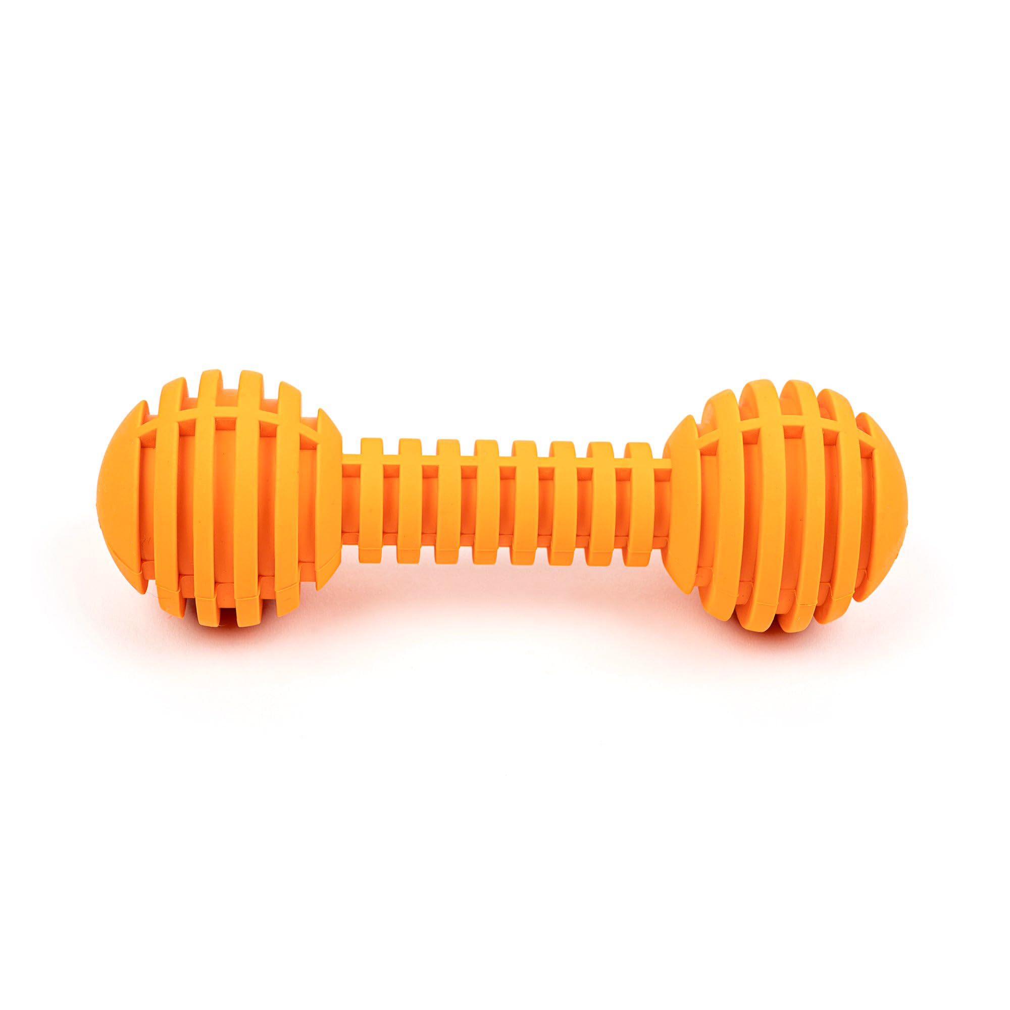 Heads Up For Tails Tlc Stripe Textured Dumbbell Squeaky Chew Dog Toy  Orange