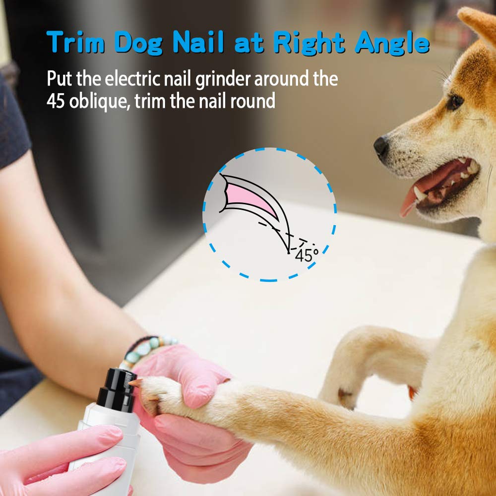 Casfuy Dog Nail Grinder Upgraded - Professional 2-Speed Electric Rechargeable Pet Nail Trimmer Painless Paws Grooming & Smoothing For Small Medium Large Dogs & Cats (White)