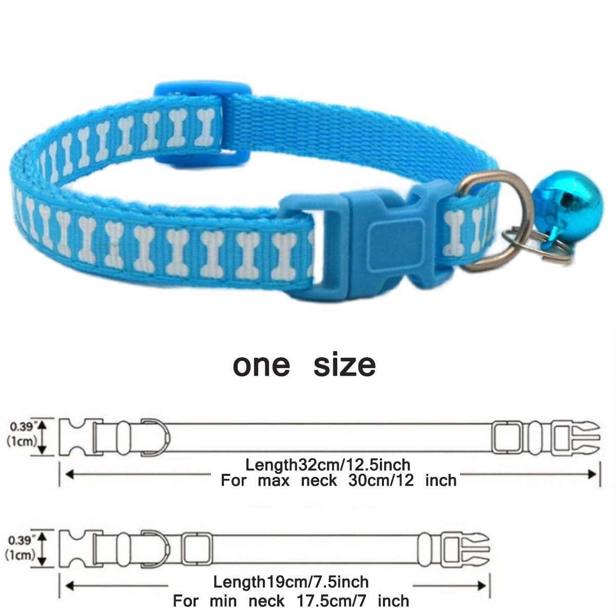 Blue Xxs Dog Collar With Bell, 2-Pack Basic & Bone Cat Collars With Bells Puppy Collar Boy For Xxs Xs Small Tiny Pet Dogs Male K