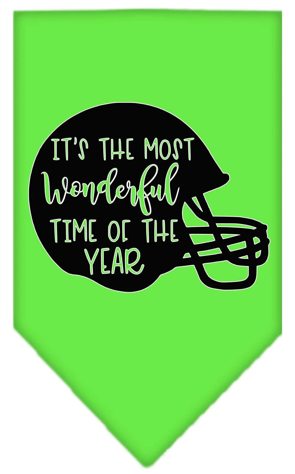 Pet and Dog Bandana Screen Printed, "It's The Most Wonderful Time Of The Year (Football)" Orange Large