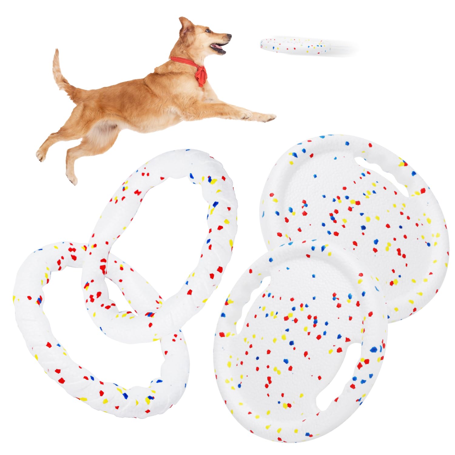 Nobleza Indestructible Fly Disc Ring Toy Set For Dog Pet, 2025 New Poncorn E-Tpu Durable Puppy Fetch Outdoor Interactive Toy For