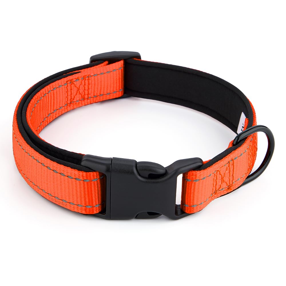 Petz R Us Reflective Nylon Dog Collar  Stylish, Durable, And Built For Safety  Orange  S