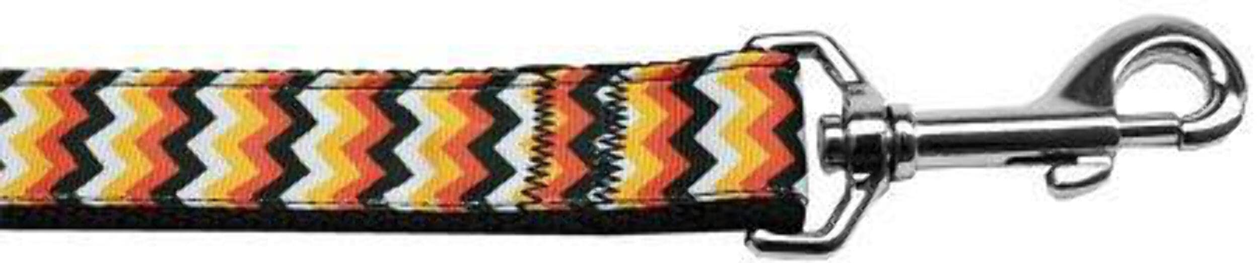 Halloween Pet Dog & Cat Nylon Collar or Leash, "Pumpkin Chevrons" 1" w x 6 ft. leash
