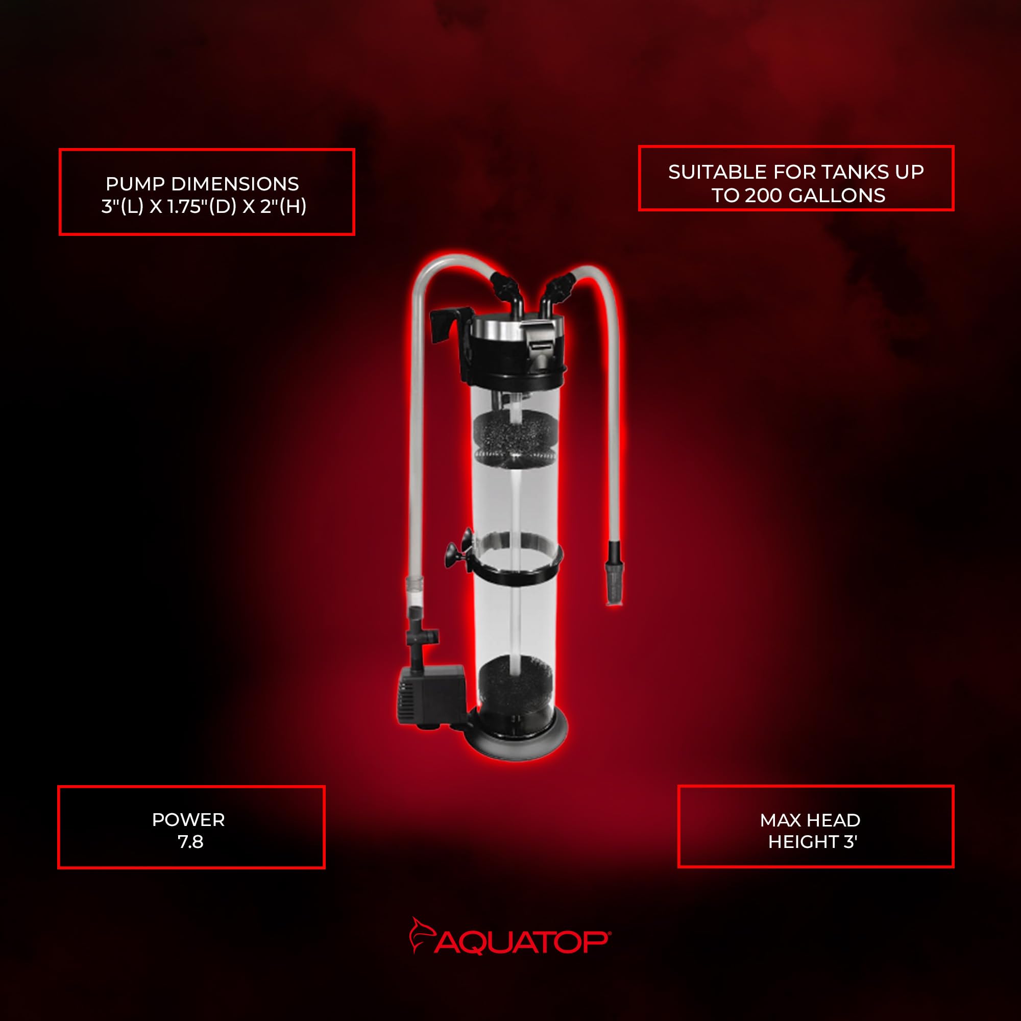 Aquatop Media Reactor - For 50-200 Gallon Tanks - Includes Adjustable Water Pump - Intake And Output Tubing Included - Versatile Reactor