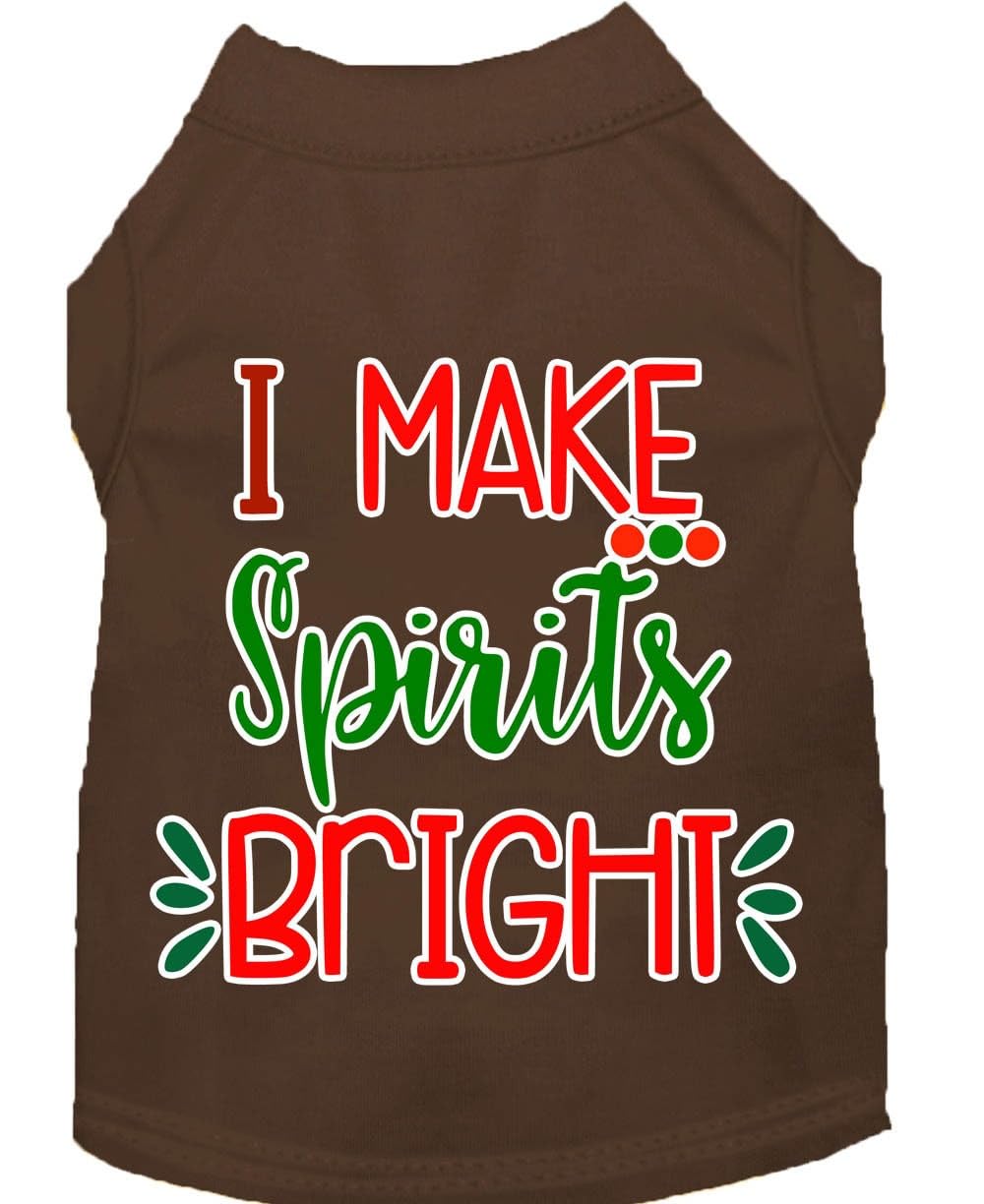 Christmas Pet Dog & Cat Shirt Screen Printed, "I Make Spirits Bright" Orange LG (10-14 lbs.)
