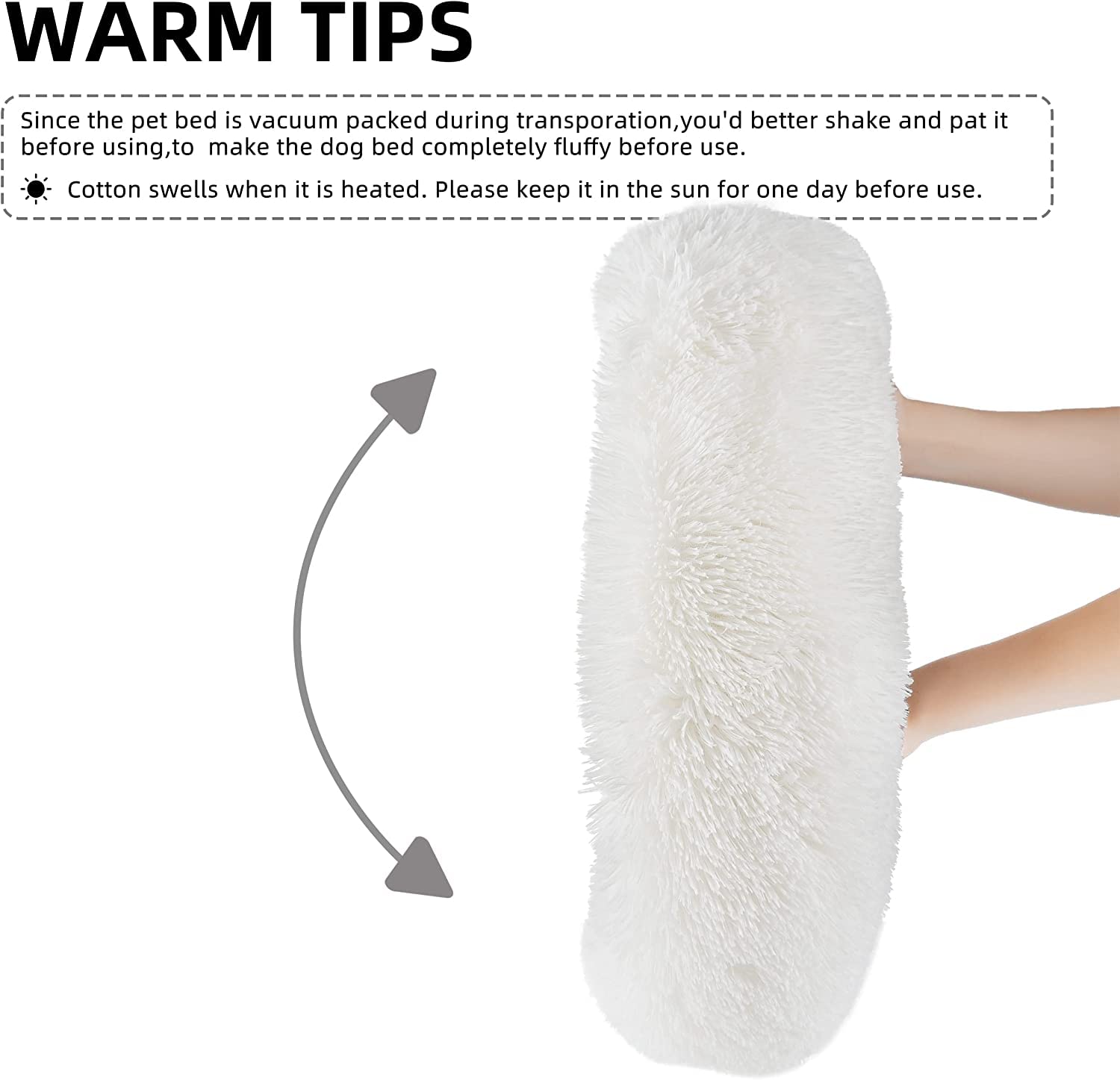 Creamy Faux Fur Cat & Dog Beds - Washable, Anti-Anxiety, Round Plush, 20/24 Inches, Thick Bottom