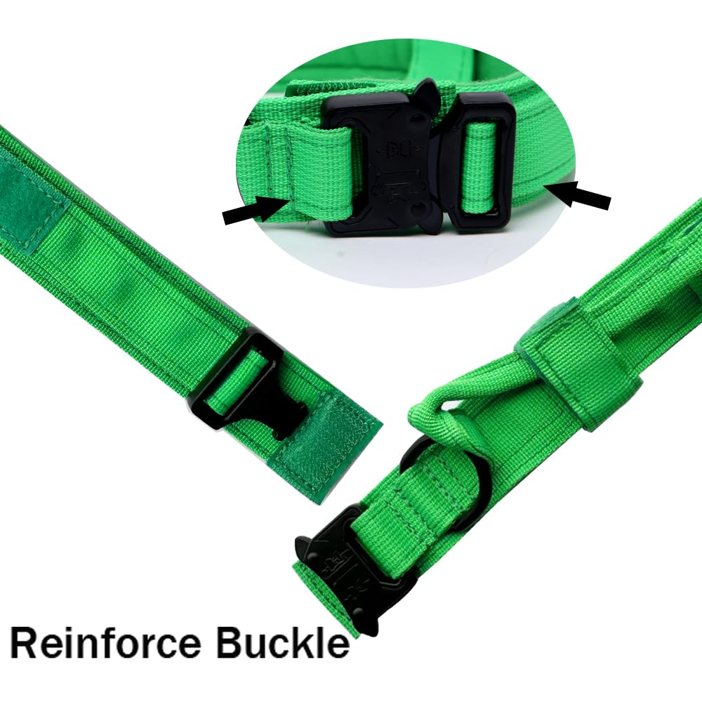 Xqpetlihai Tactical Dog Collar Military Dog Collar Adjustable Nylon Dog Collar Heavy Duty Metal Buckle With Handle For Dog Training (Bright Green,Xxl)