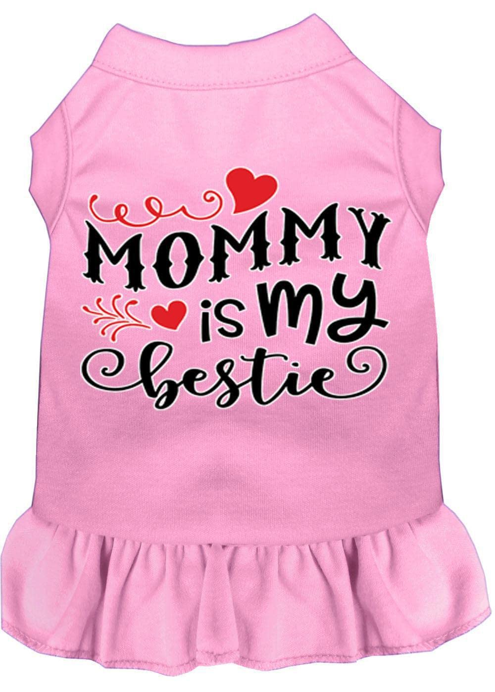Pet Dog & Cat Dress Screen Printed, "Mommy Is My Bestie" Black 2XL (20-25 lbs.)