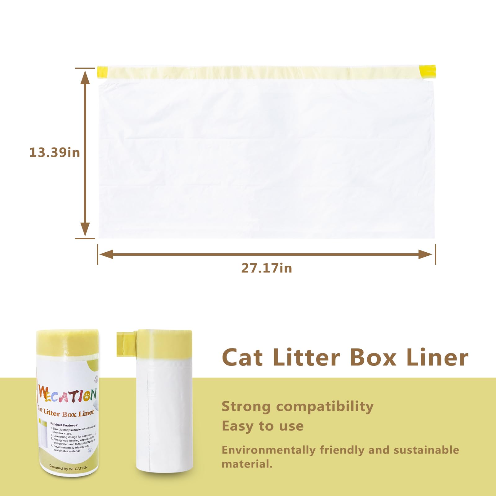 Wecation 120 Count Cat Litter Box Liners, Only Compatible With Neakasa And Petpivot Self-Cleaning Cat Litter Box