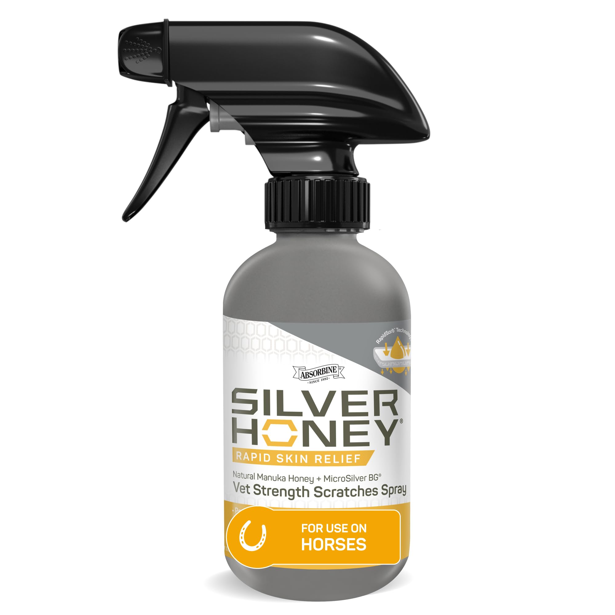 Silver Honey Rapid Relief 6oz Spray for Horses Only, Use for Equine Scratches/Pastern Dermatitis/Mud Fever/Dew Poisoning/Cracked
