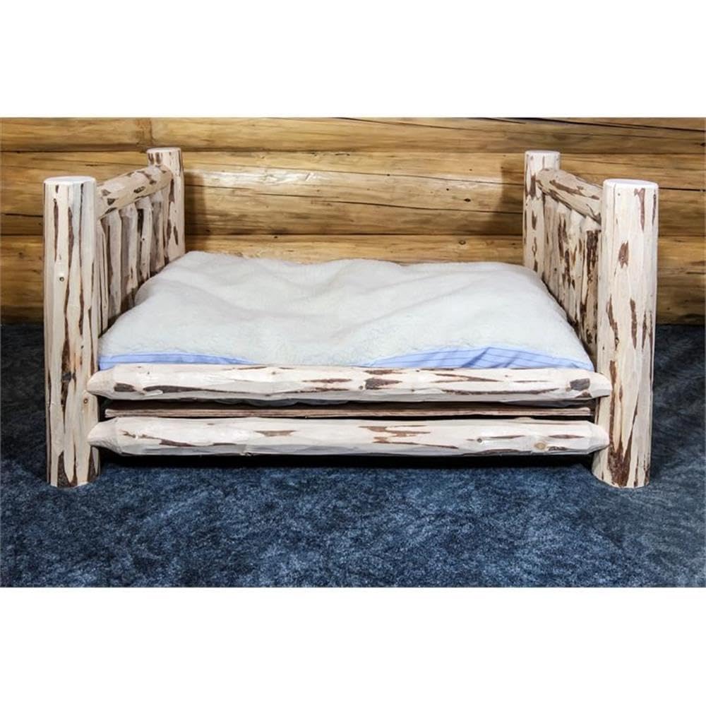 Montana Woodworks Montana Collection Large Pet Bed with 30 by 40-Inch Mattress, Clear Lacquer Finish