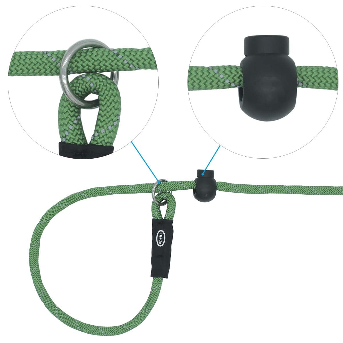 Hiado Slip Lead Dog Leash Reflective With Stopper Loop Rope Training No Pull For Small Medium Large Dogs 7Ft Green